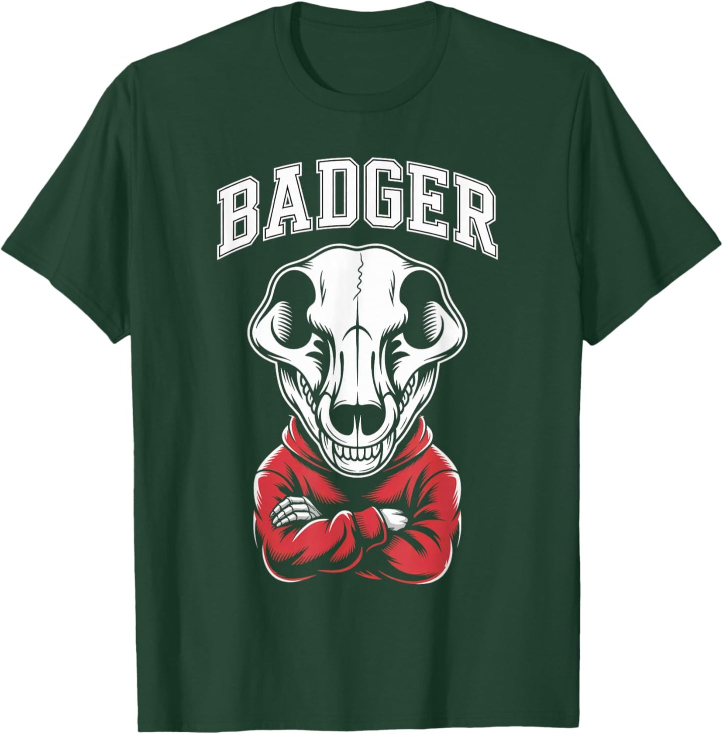 Cool Badgers Skull, Fun Animal Graphic T-Shirt - T-Shirt | Forest