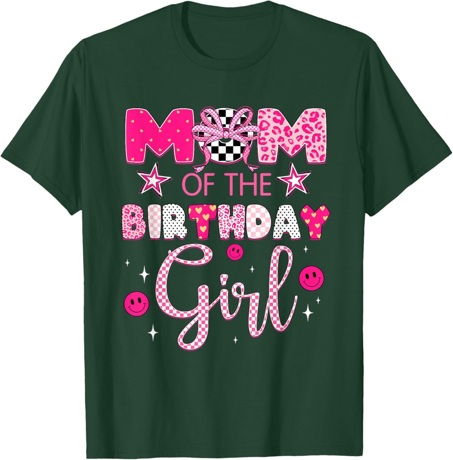 Mom of The Birthday Girl Matching Pink Coquette Bow Birthday T-Shirt - T-Shirt | Forest