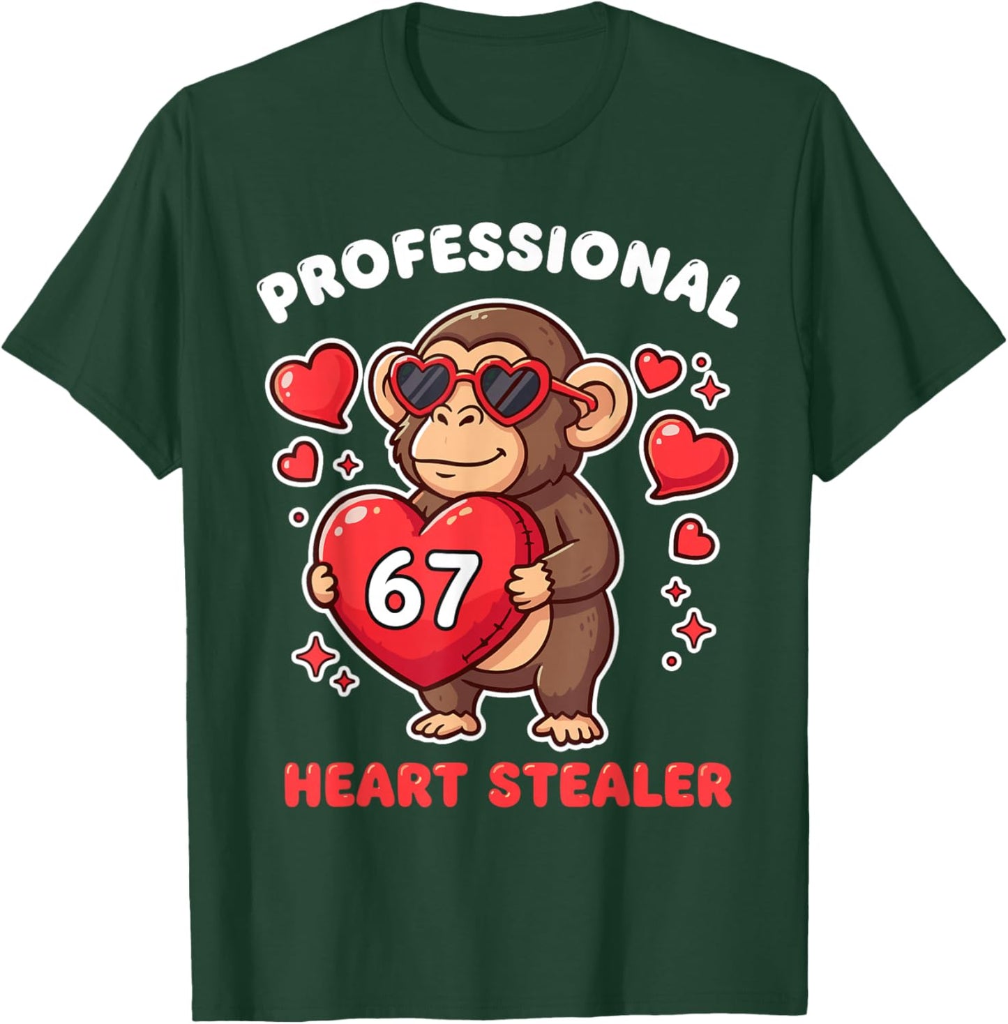 Professional Heart Stealer Valentines 67 Meme 6 7 Monkey T-Shirt - T-Shirt | Forest