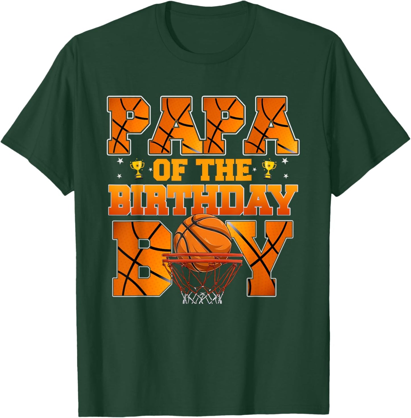 Basketball PAPA of The Birthday Boy Family Matching T-Shirt - T-Shirt | Forest