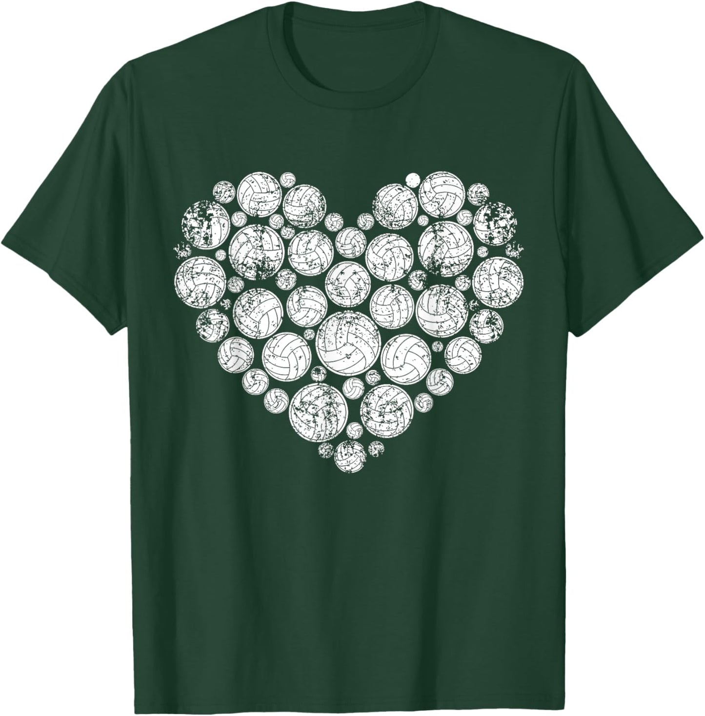 Volleyball Heart Valentine's Day Volleyball Lover Women Girl T-Shirt - T-Shirt | Forest