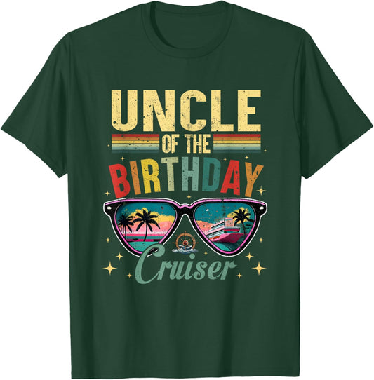 Uncle of The Birthday Cruiser Sunglasses Cruise Vintage T-Shirt - T-Shirt | Forest