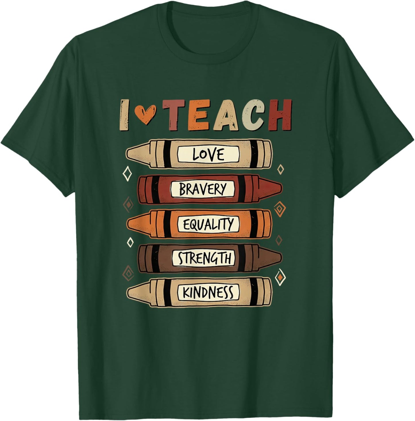 I Teach Black History Month Teacher Melanin Pride Crayons T-Shirt - T-Shirt | Forest