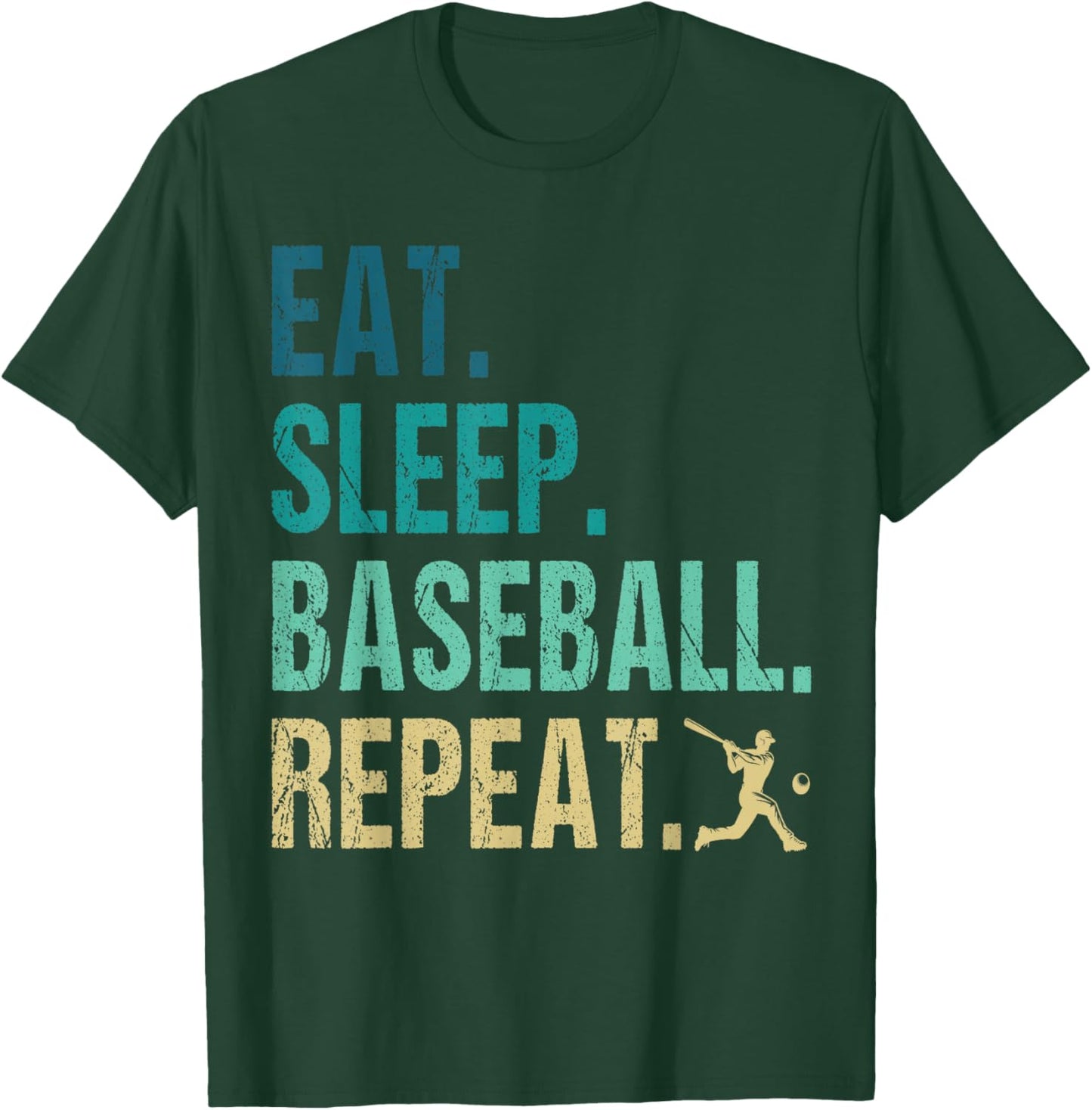 Eat Sleep Baseball Repeat Baseball Player Funny Baseball T-Shirt - T-Shirt | Forest