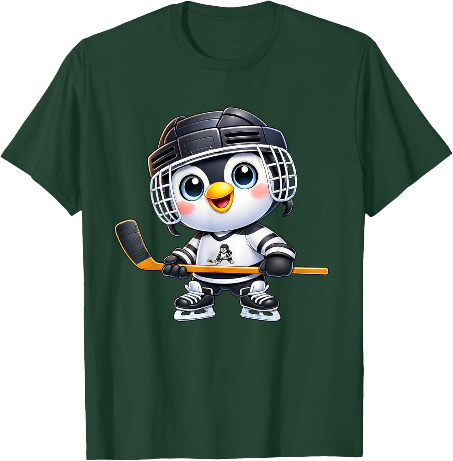 Cartoon Penguin Player Ice Hockey T-Shirt - T-Shirt | Forest