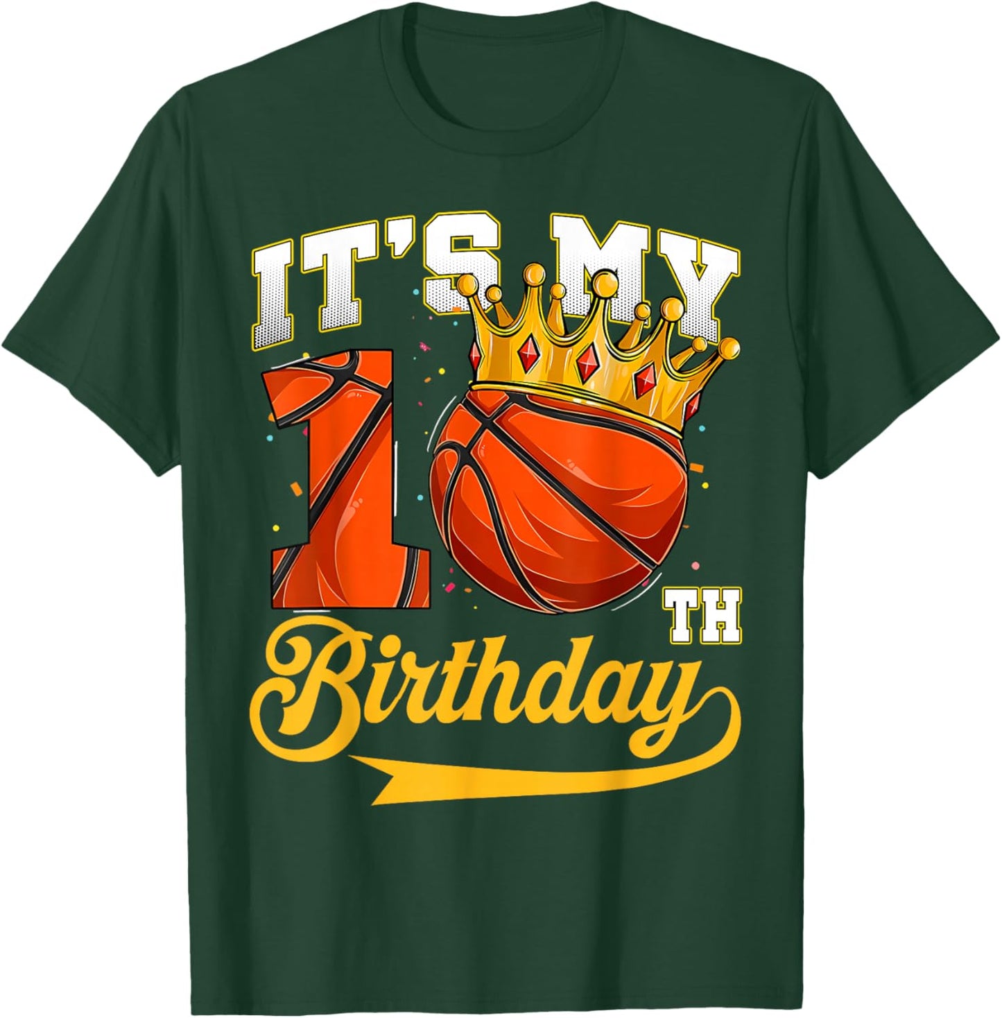 It's My 10 Year Old 10th Birthday Double Digits Basketball T-Shirt - T-Shirt | Forest