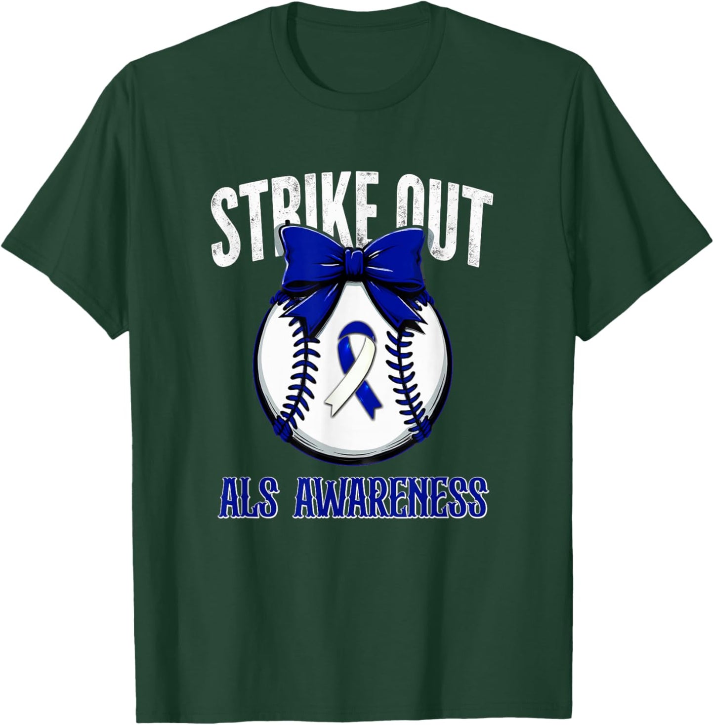 Retro Strike Out Baseball ALS Awareness T-Shirt - T-Shirt | Forest