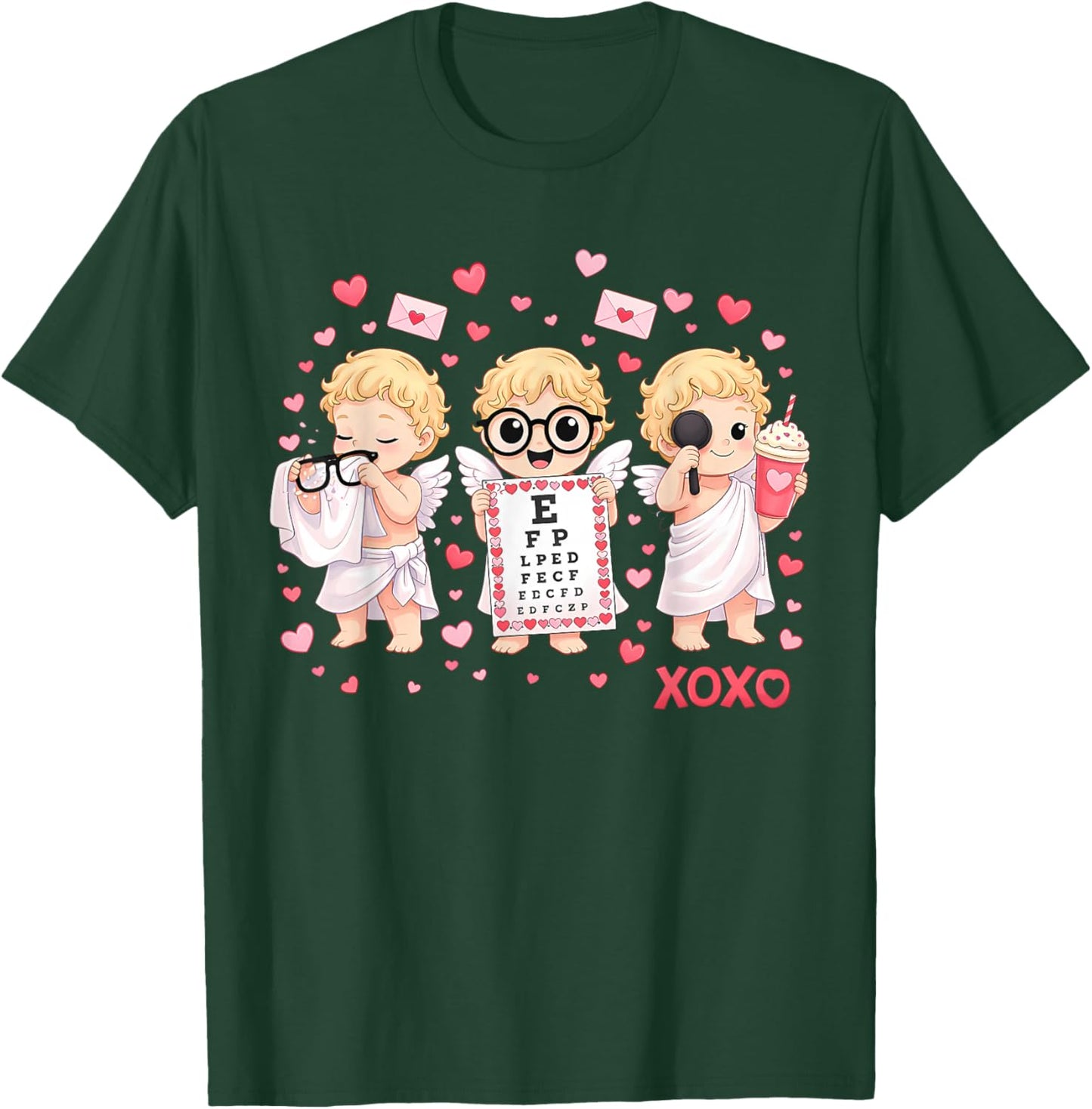 XOXO Cupid Vision Squad Optometrist Valentines Day Eye Dr T-Shirt - T-Shirt | Forest