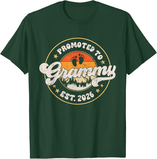 Promoted to Grammy Est. 2026 Grandmother Announcement T-Shirt - T-Shirt | Forest