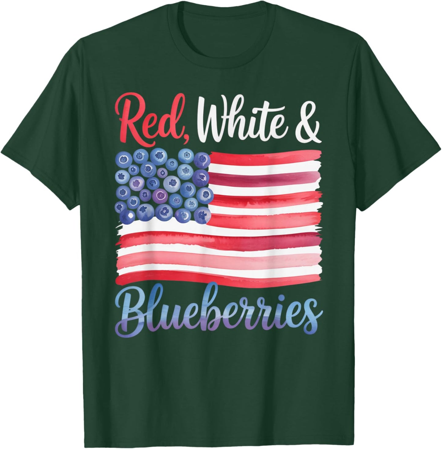 Red White and Blueberries Sweet Patriotic American Flag T-Shirt - T-Shirt | Forest