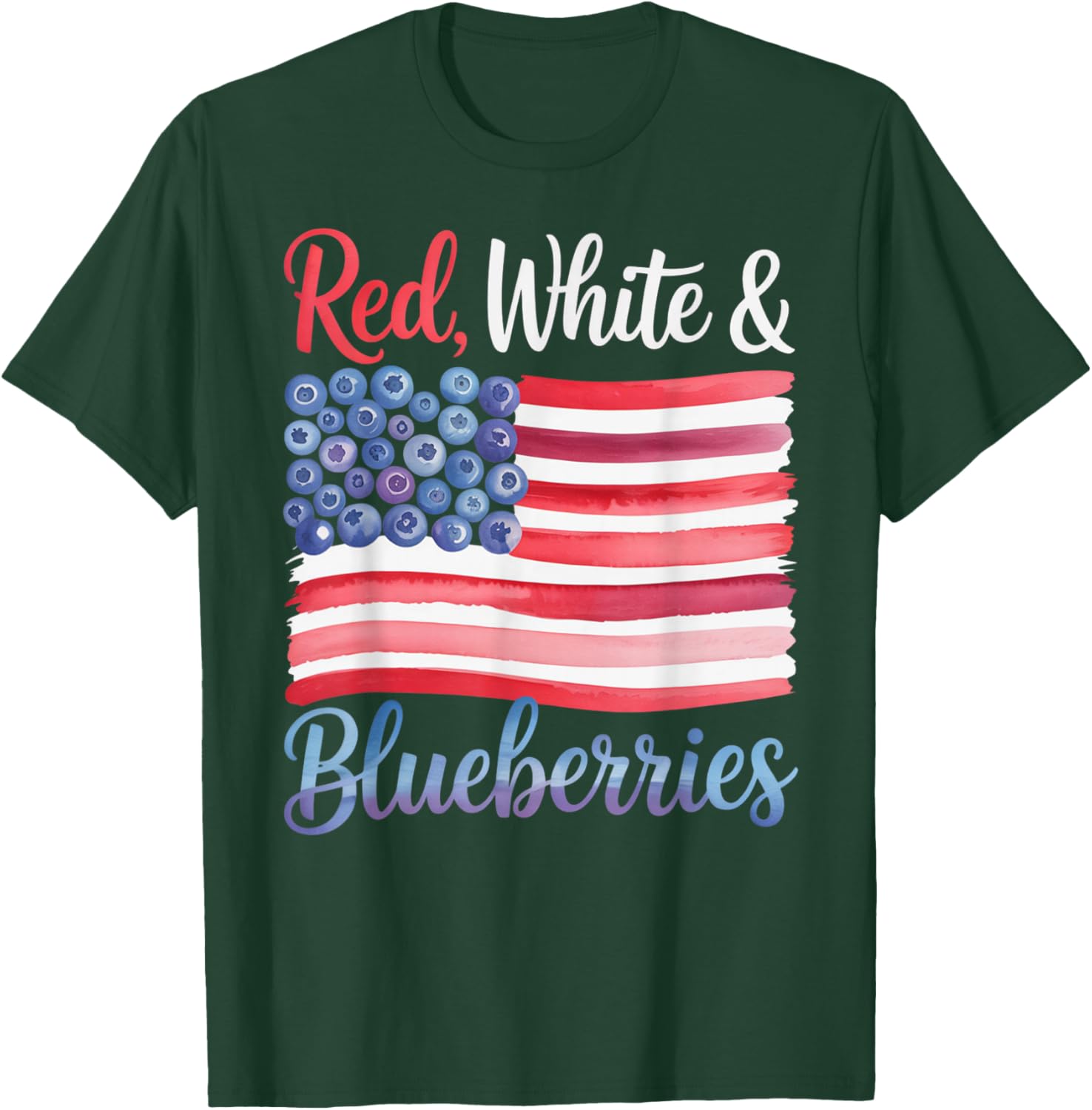 Red White and Blueberries Sweet Patriotic American Flag T-Shirt - T-Shirt | Forest