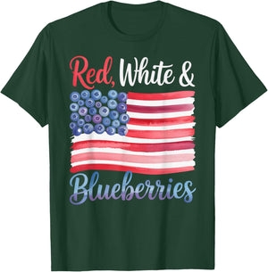 Red White and Blueberries Sweet Patriotic American Flag T-Shirt - T-Shirt | Forest