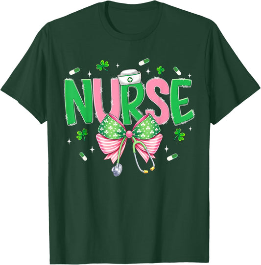 Irish Coquette Nurse Stethoscope Scrub St Patricks Day Nurse T-Shirt - T-Shirt | Forest