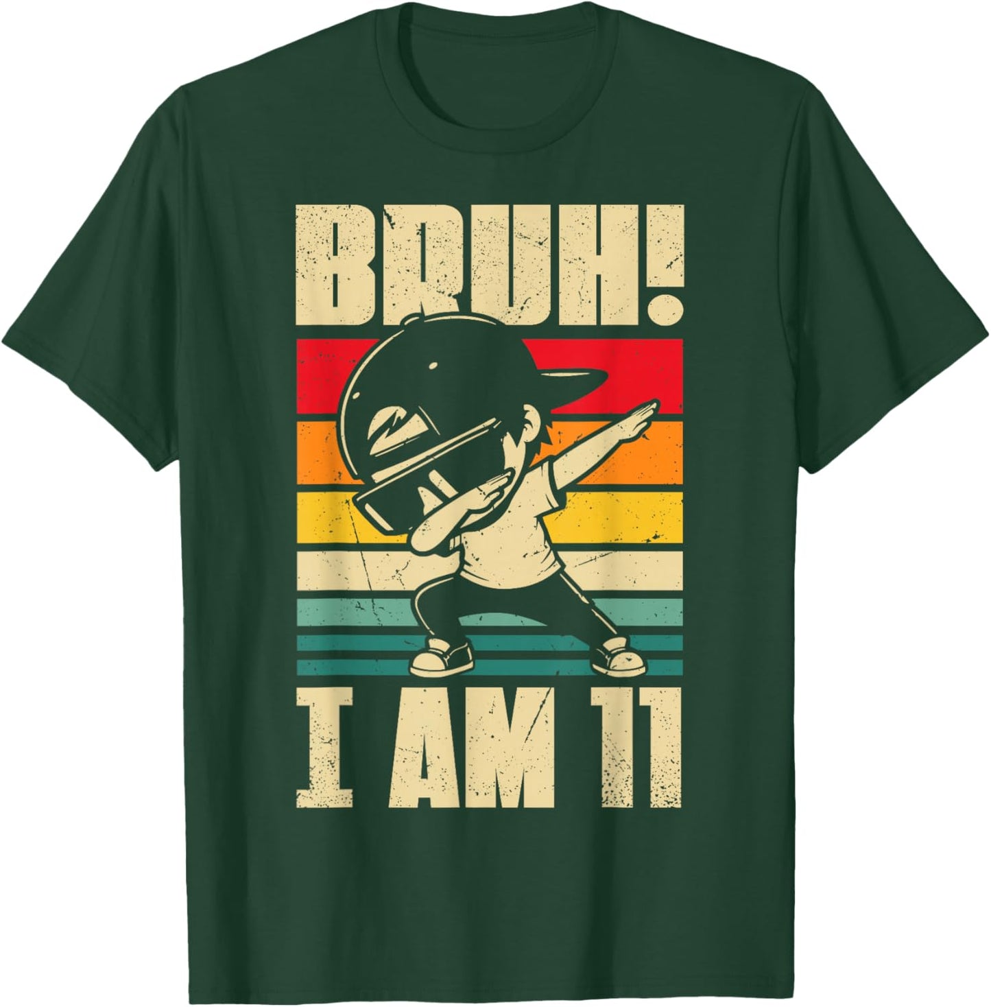 Bruh I Am 11 Year Old Dabbing Boy 11th Birthday Decorations T-Shirt - T-Shirt | Forest