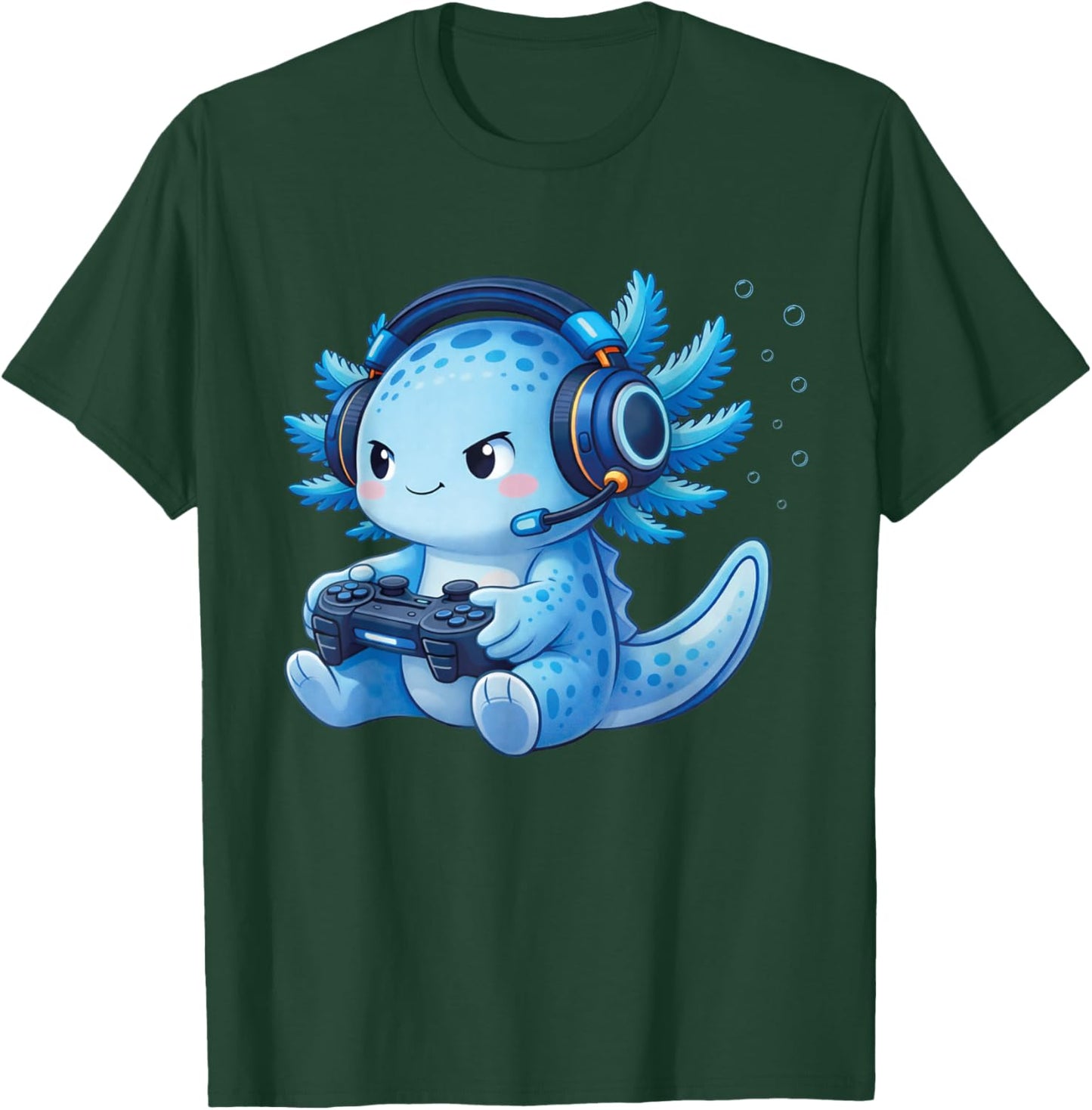Cute Axolotl Video Games Anime Funny Gaming Gamer Boys Kids T-Shirt - T-Shirt | Forest