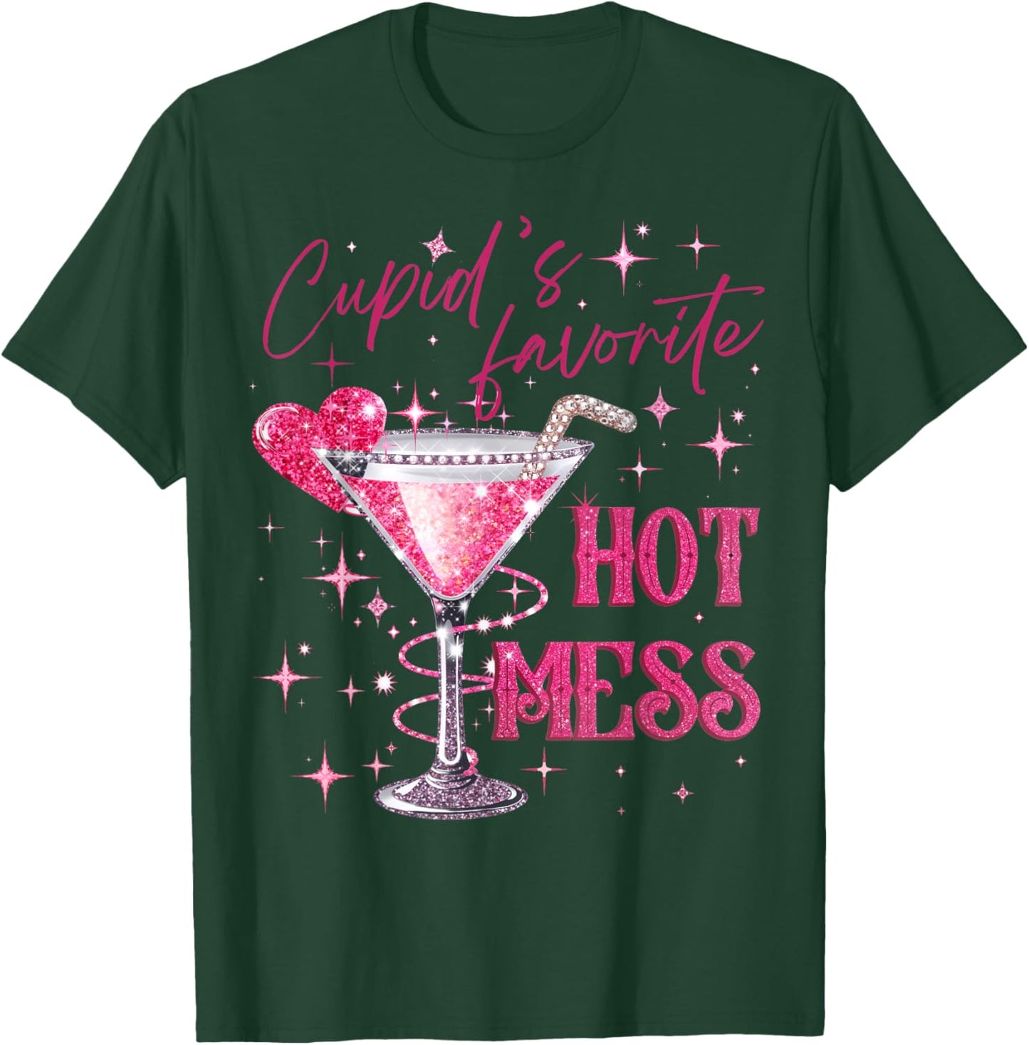 Pink Cupid's Favorite Hot Valentines Mess Martini Margarita T-Shirt - T-Shirt | Forest
