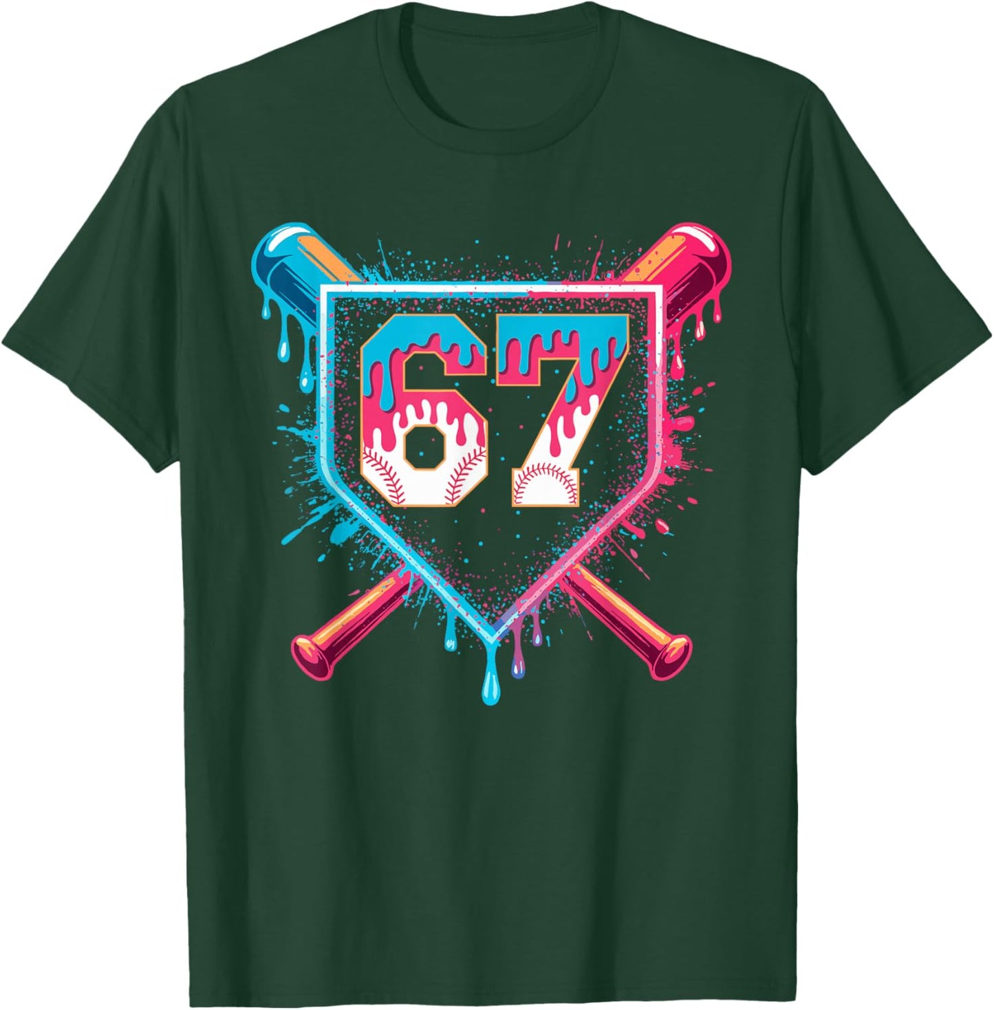 Baseball Ice Cream Drip Six Seven Gen Alpha Slang Meme 67 T-Shirt - T-Shirt | Forest