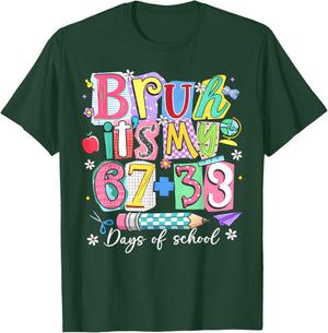 Bruh Its My 67 + 33 100th Days of School Boy Girl Teacher T-Shirt - T-Shirt | Forest