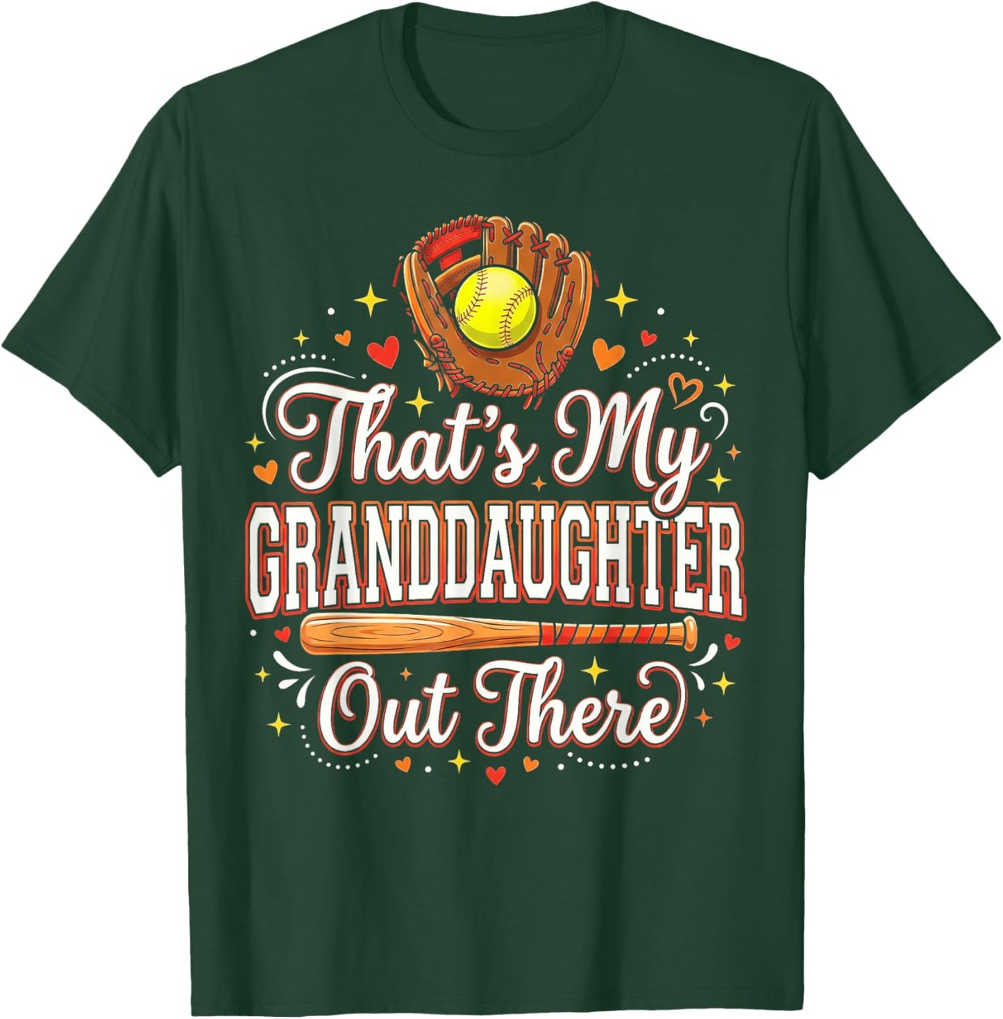 Favorite Softball Granddaughter Out There Grandpa Grandma T-Shirt - T-Shirt | Forest