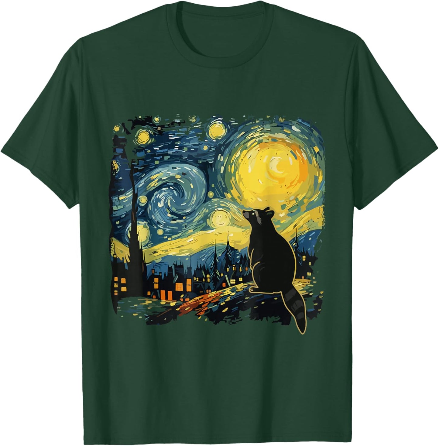 Starry Night Raccoon Van Gogh Art Funny Animal Men Kids T-Shirt - T-Shirt | Forest