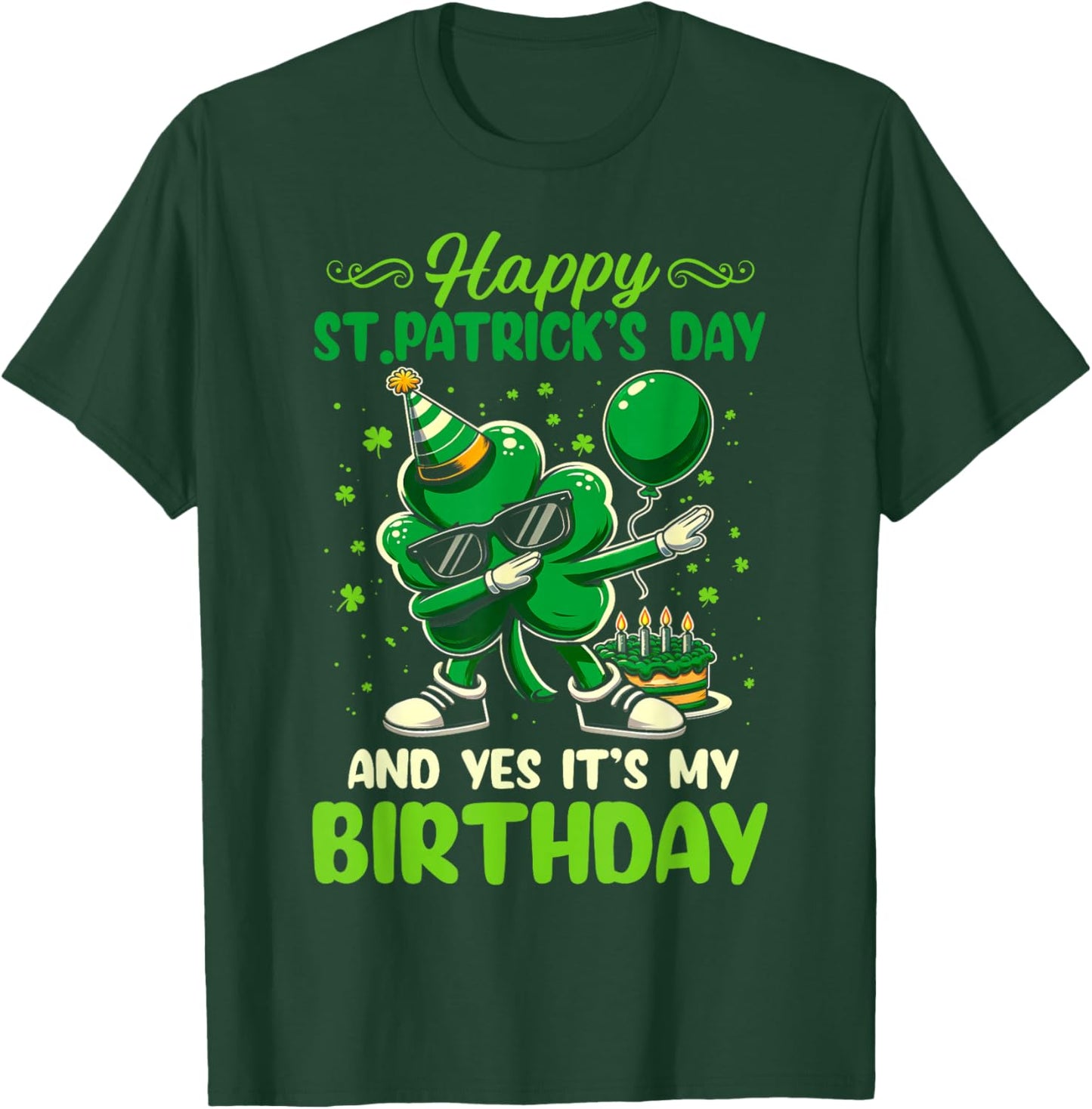 Happy St Patricks Day Birthday Shamrock Irish Boys Kids T-Shirt - T-Shirt | Forest