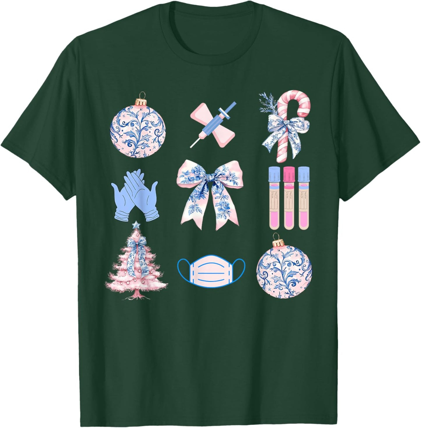 Christmas Phlebotomy Coquette Bow Phlebotomist Phleb Tech T-Shirt - T-Shirt | Forest