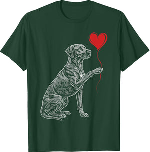 Rhodesian Ridgeback Lover Dog Art Holding Heart Valentines T-Shirt - T-Shirt | Forest
