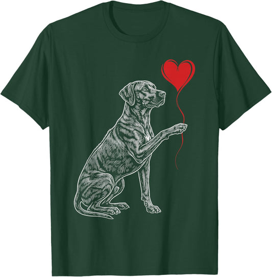 Rhodesian Ridgeback Lover Dog Art Holding Heart Valentines T-Shirt - T-Shirt | Forest