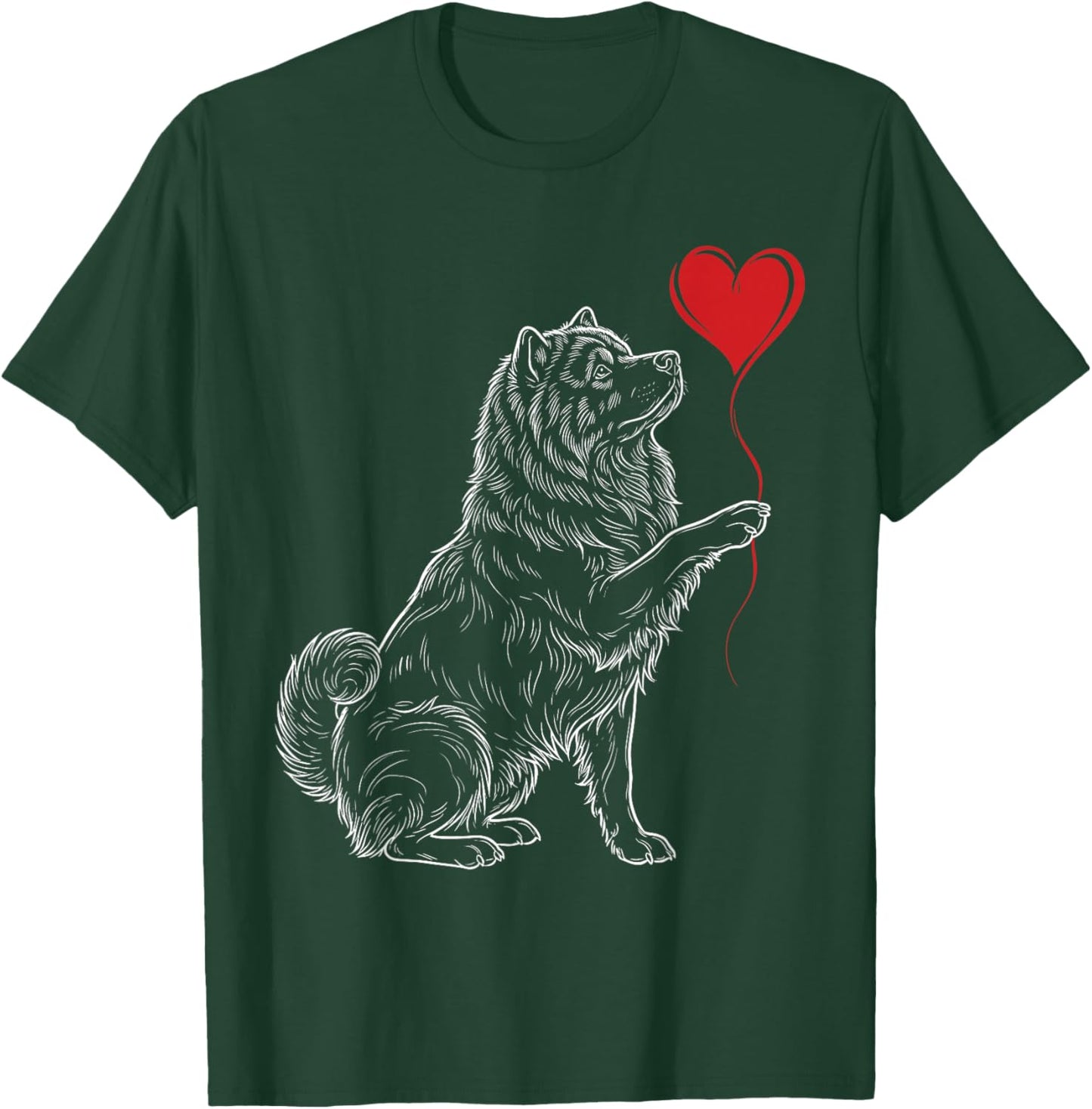 Chow Chow Lover Dog Art Holding Heart Valentines T-Shirt - T-Shirt | Forest