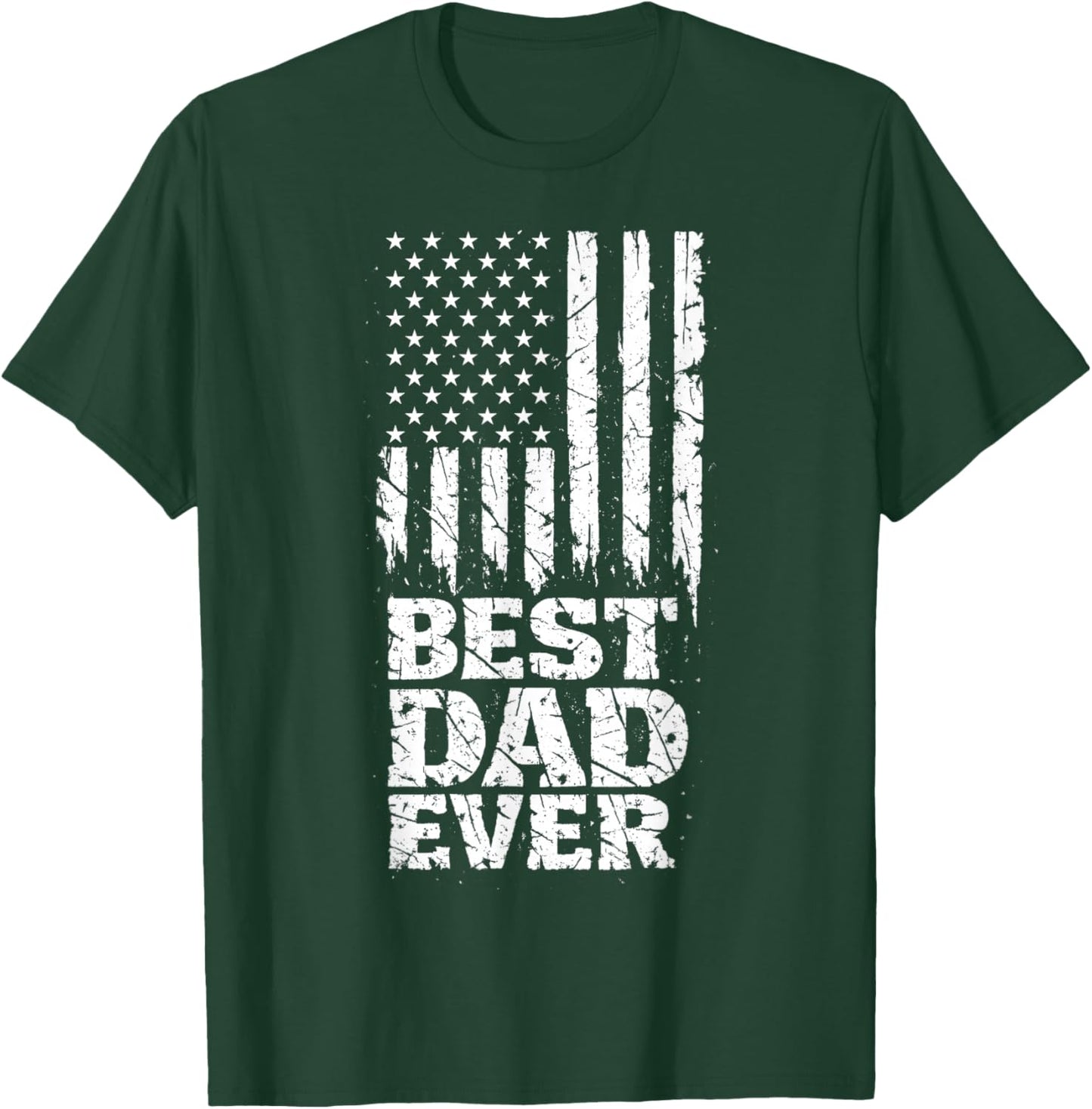 Best Dad Ever American Flag Distressed USA Patriotic Father T-Shirt - T-Shirt | Forest