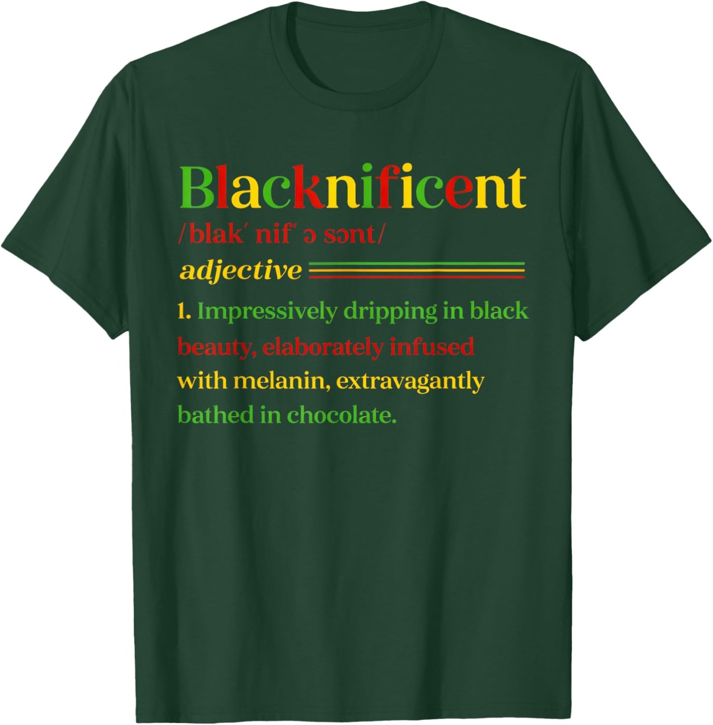 Blacknificent Definition Melanin Pride Empowerment T-Shirt - T-Shirt | Forest