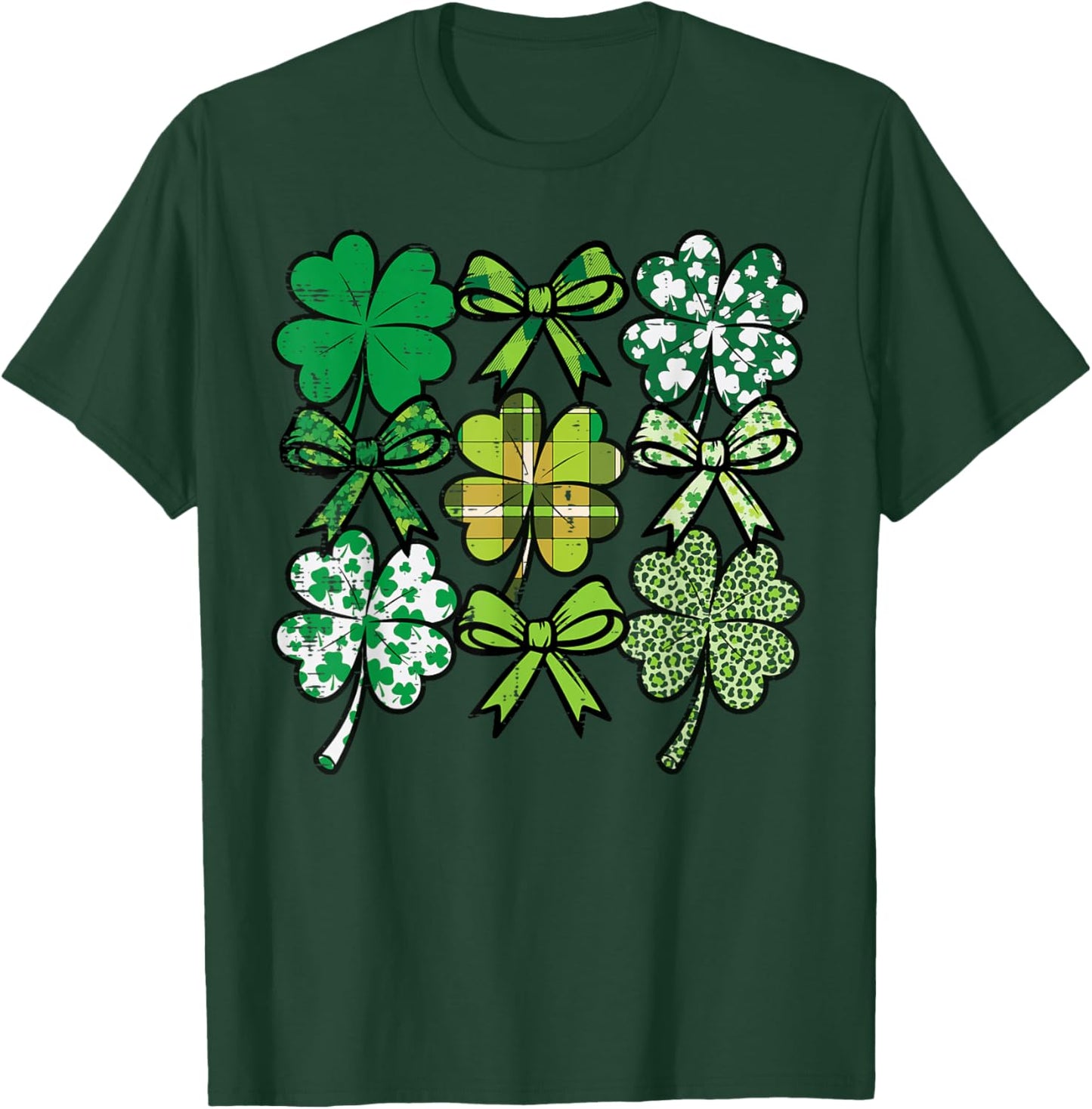 St Patricks Day Coquette Shamrock Saint Pattys Women Girls T-Shirt - T-Shirt | Forest