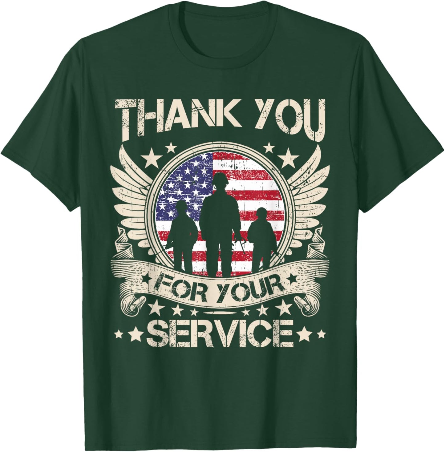 Thank You for Your Service Veterans Proud Veterans Day USA T-Shirt - T-Shirt | Forest