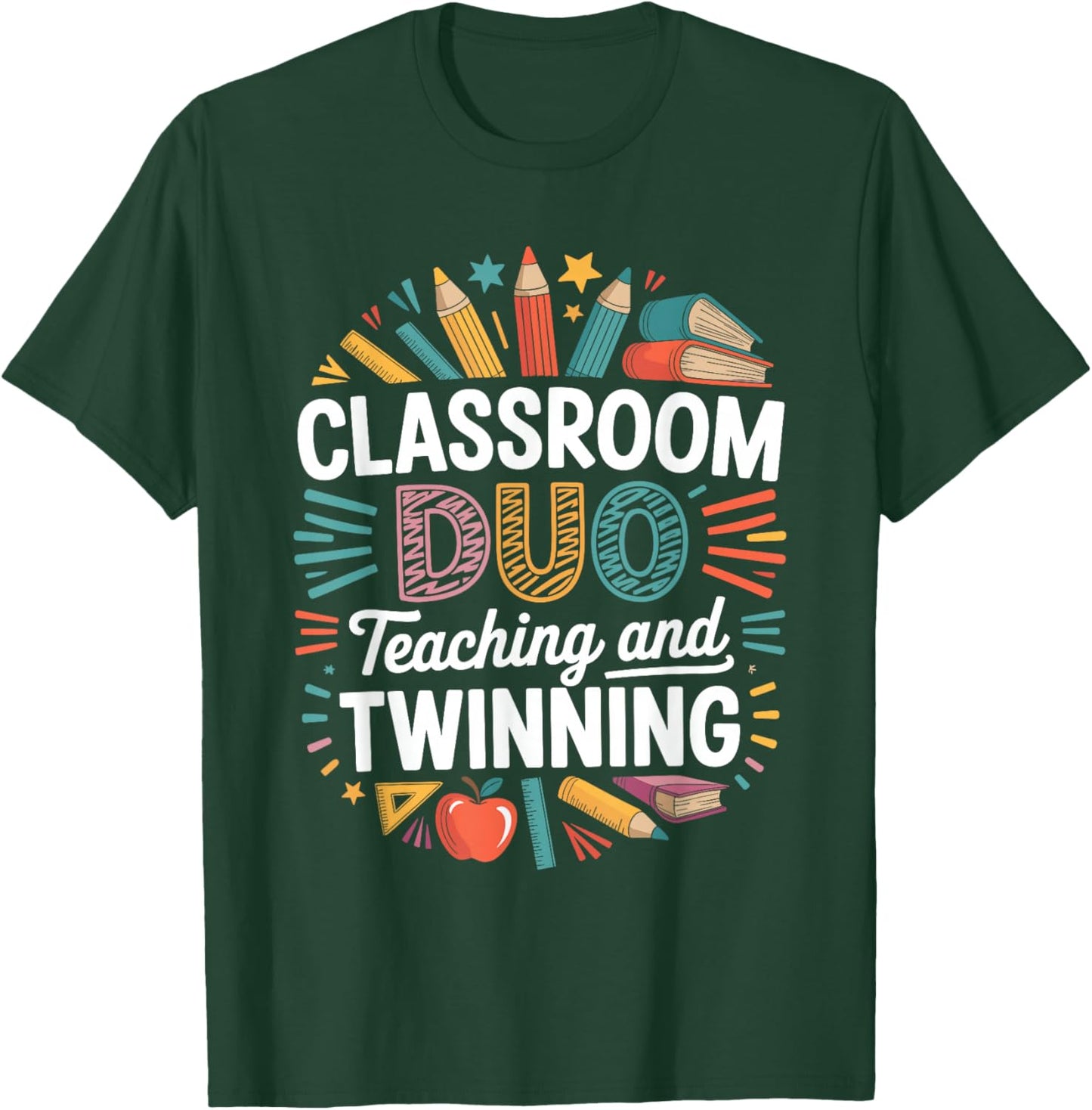 Classroom Duo Teaching and Twinning Teacher T-Shirt - T-Shirt | Forest