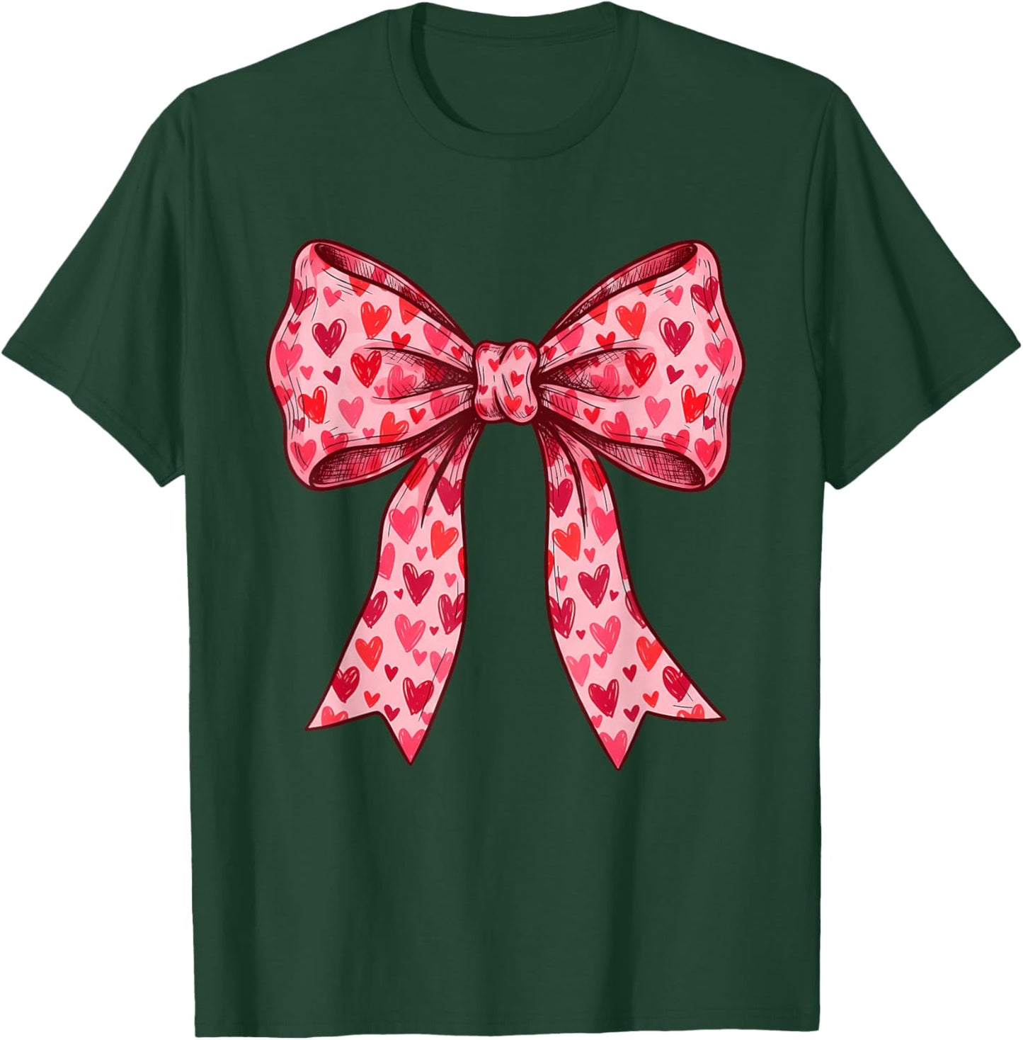 Cute Coquette Bows Valentines Day Girls Kids T-Shirt - T-Shirt | Forest