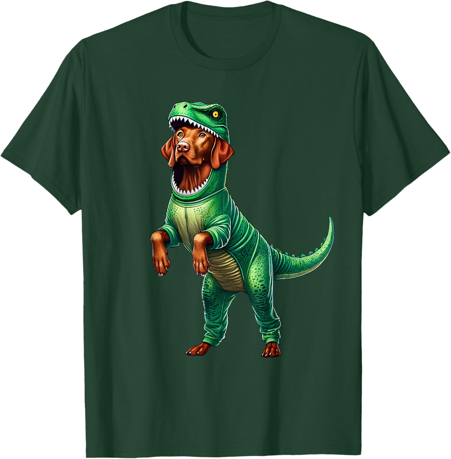 Funny Vizsla Wearing T-Rex Dinosaur Outfit Dog Lover T-Shirt - T-Shirt | Forest