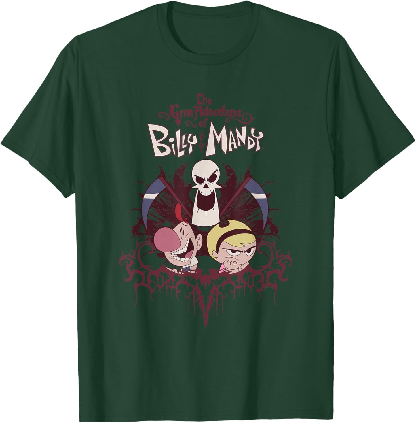 Grim Adventures Retro Gothic Characters with Logo Cartoon T-Shirt - T-Shirt | Forest