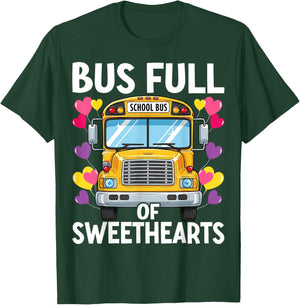 School Bus Full of Sweethearts Valentine's Day T-Shirt - T-Shirt | Forest