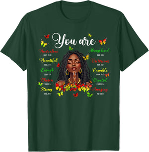 Black History Loc'd Afro Girl You are Bible Verse Christian T-Shirt - T-Shirt | Forest