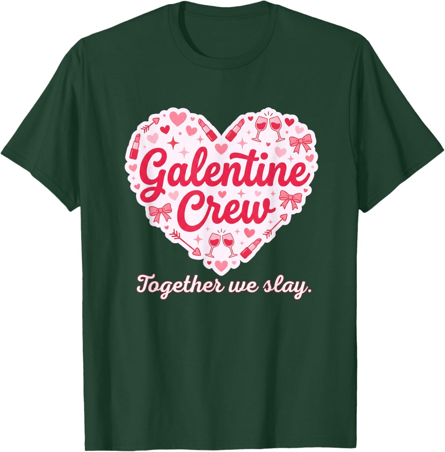 Valentines Day Galentine's Gang Heart Valentine Women Girls T-Shirt - T-Shirt | Forest