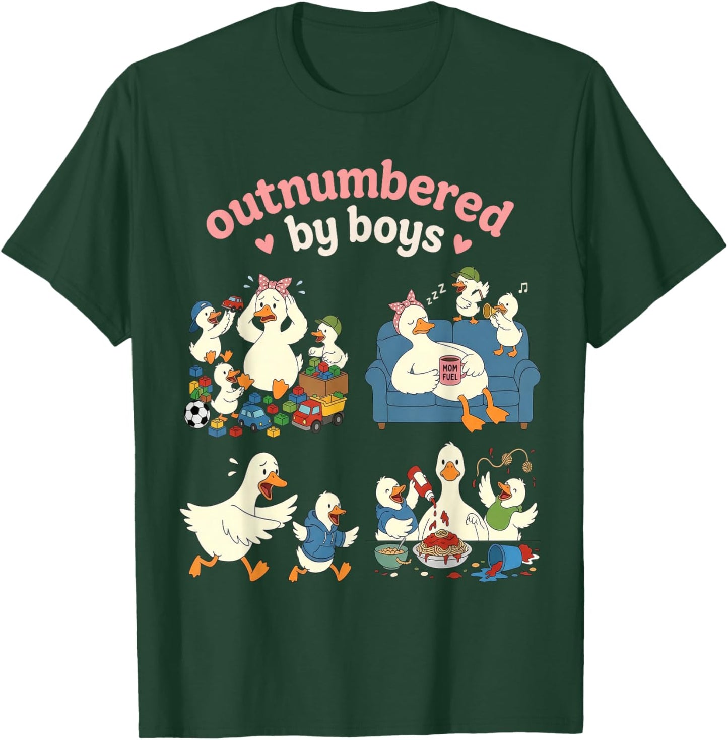 Outnumbered By Boys Mom of Boys T-Shirt - T-Shirt | Forest