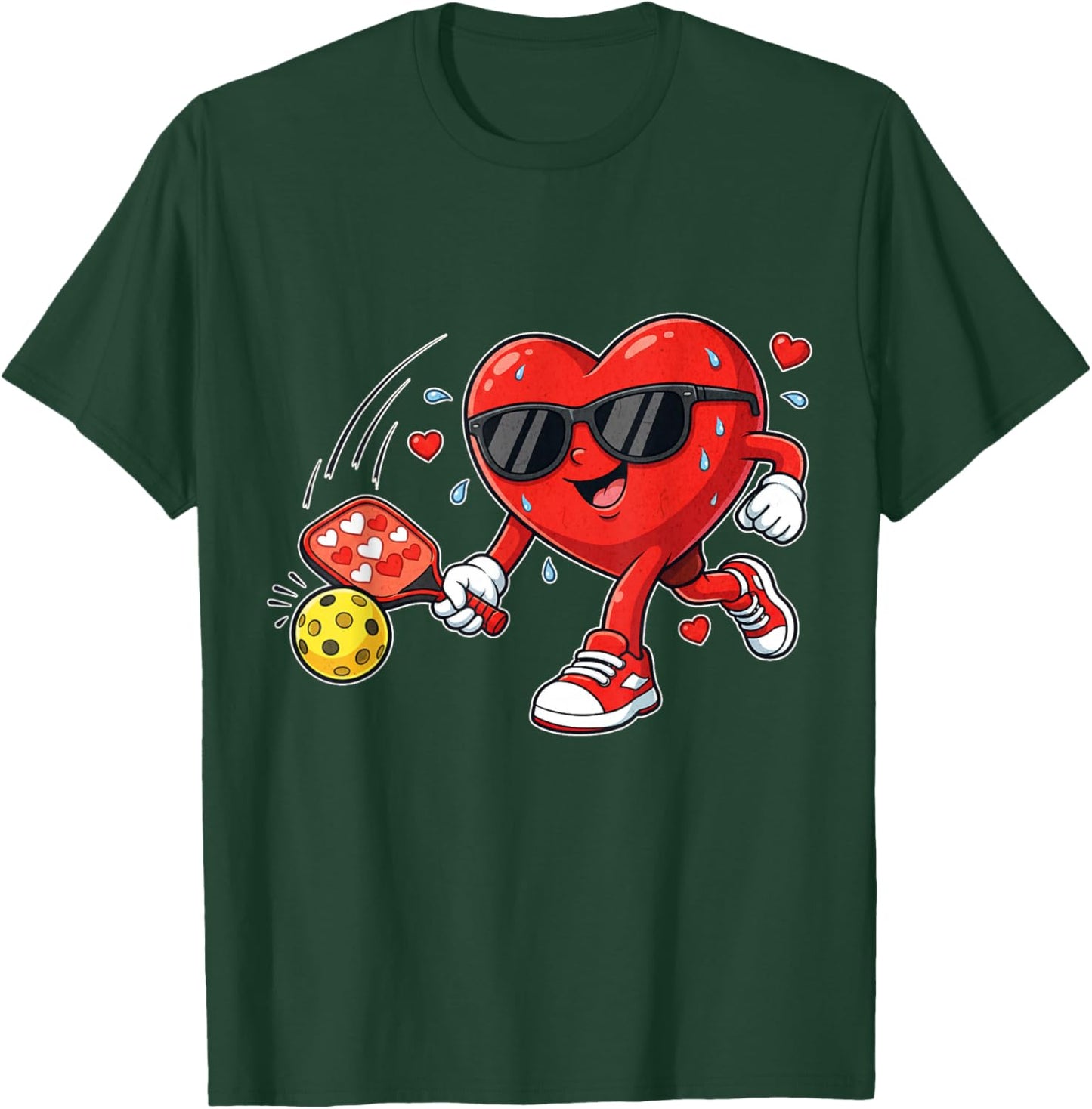 Funny Valentines Day Pickleball Heart Player Women Girls T-Shirt - T-Shirt | Forest