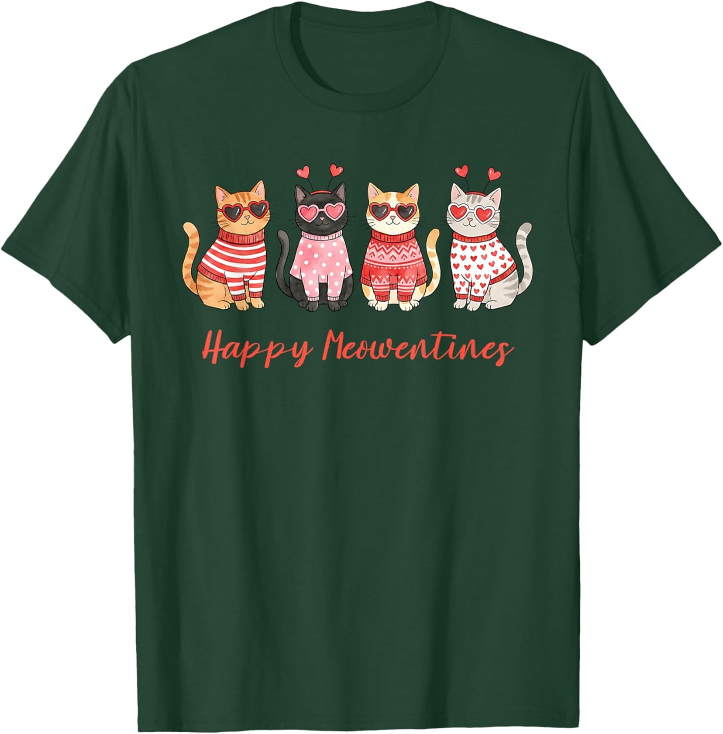 Happy Meowentines Cute Cats Funny Valentines Day T-Shirt - T-Shirt | Forest