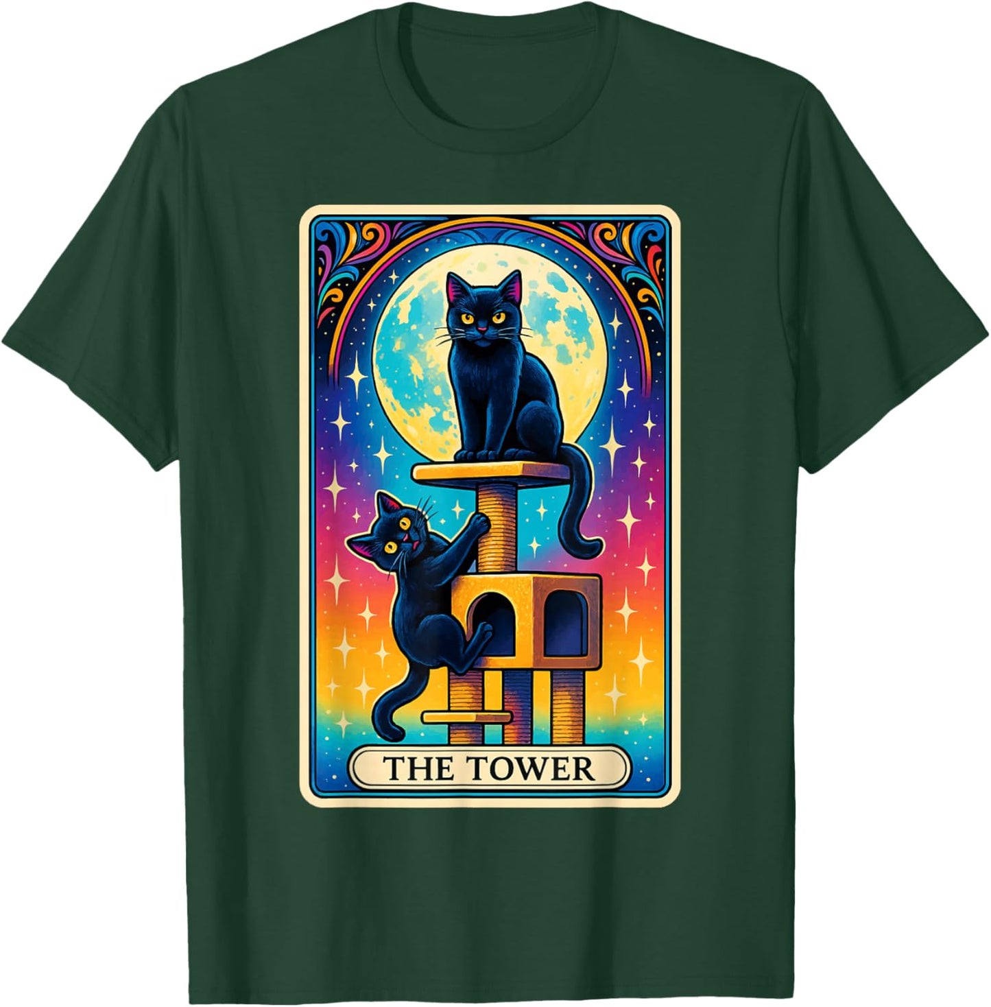 The Tower Cat Tarot Card T-Shirt - T-Shirt | Forest