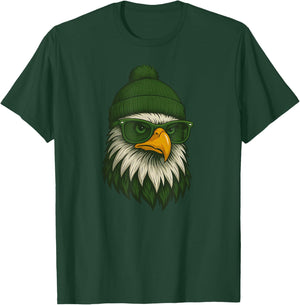 Eagle with Sunglasses and Beanie Men Women Kids T-Shirt - T-Shirt | Forest