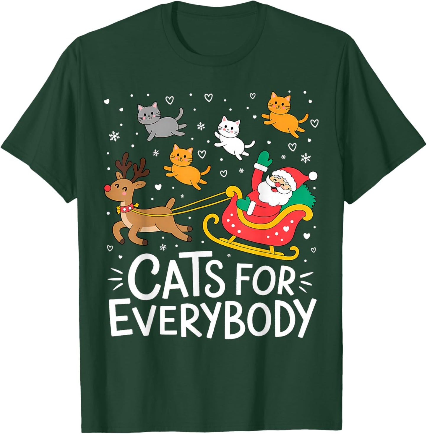 Cats for Everybody Christmas Cat Funny Xmas Women Santa T-Shirt - T-Shirt | Forest
