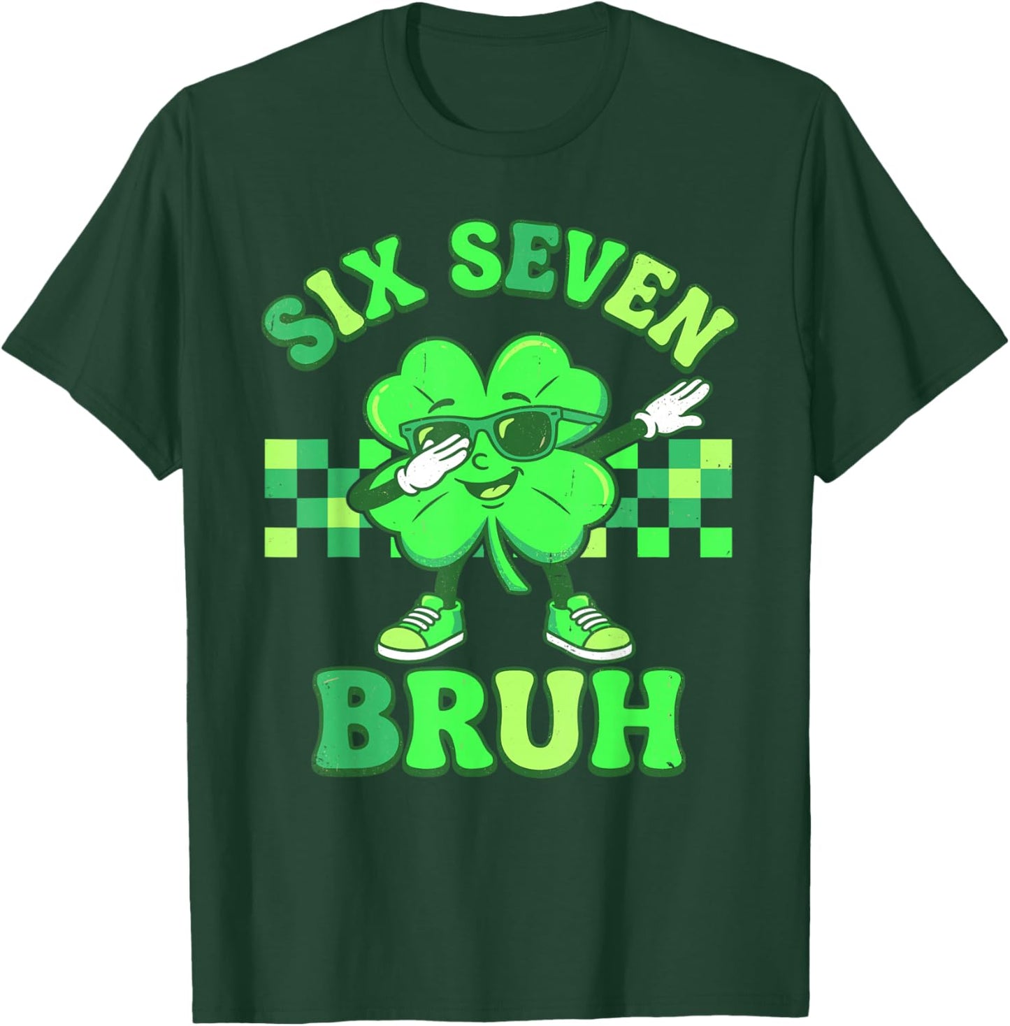 St Patricks Day Six Seven Bruh Dabbing Shamrock Boys Kids T-Shirt - T-Shirt | Forest
