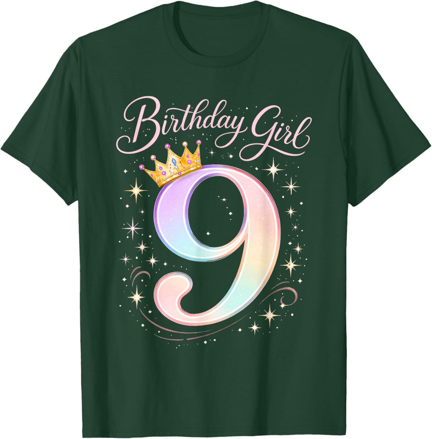 9th Birthday for Girls Nine 9 Year Old T-Shirt - T-Shirt | Forest