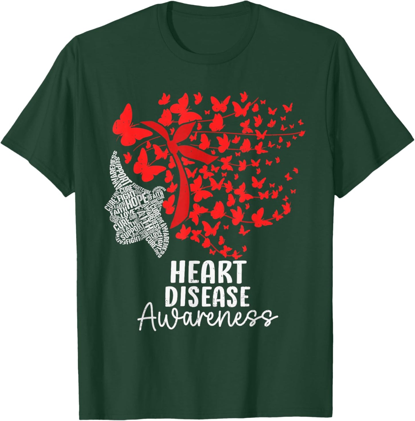 Heart Disease Awareness CHD Butterfly Heart Health T-Shirt - T-Shirt | Forest