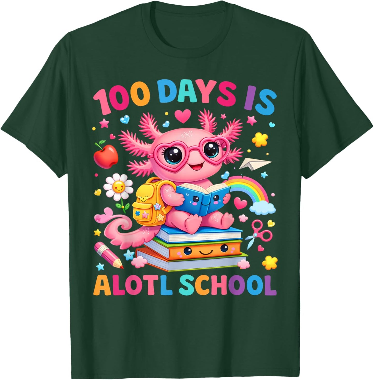 100 Days of School Cute 100 Days is Alotl School Axolotl Kid T-Shirt - T-Shirt | Forest